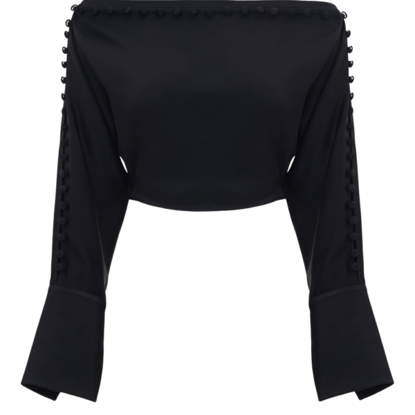 Black Feather Top luxury Clothing from Coveti Marketplace