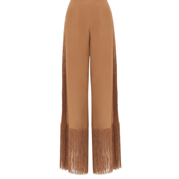 Brown Feather Pant luxury Clothing from Coveti Marketplace