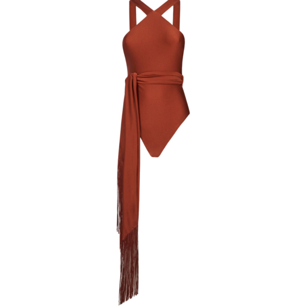 Red Feather Swimsuit luxury Beachwear from Coveti Marketplace