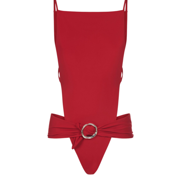 Red Feather Swimsuit luxury Beachwear from Coveti Marketplace