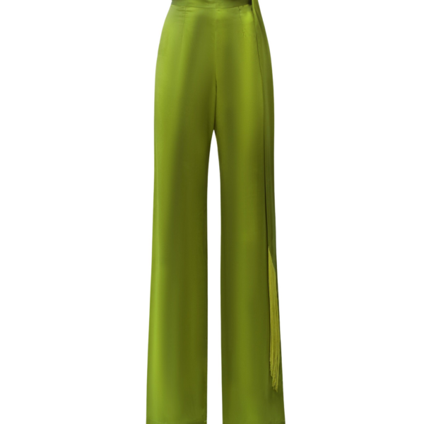 Green Feather Pant luxury Clothing from Coveti Marketplace