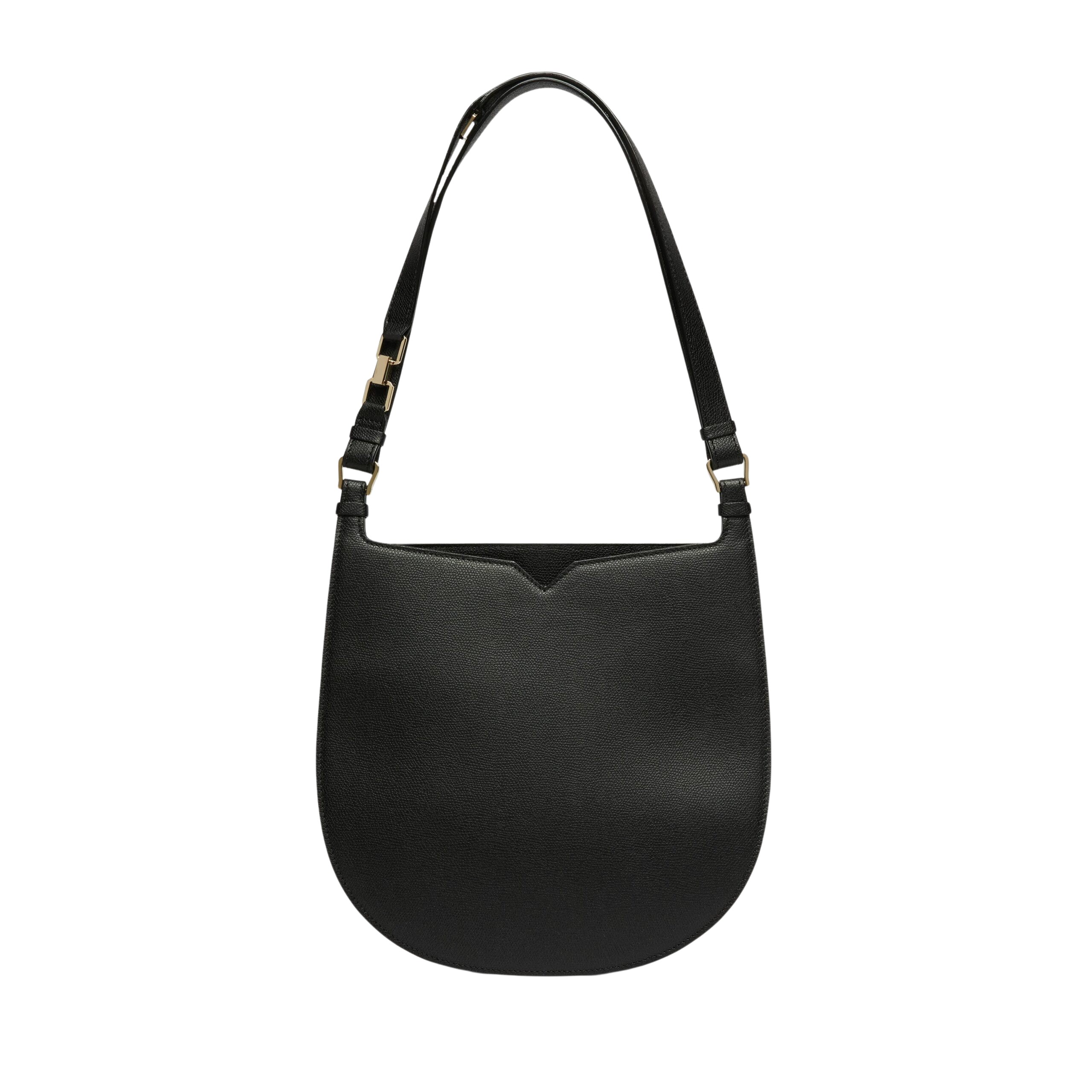【VALEXTRA】Small Vivi Hobo Bag in Leather Women's Black Leather Luxury hobo mini bag | Valextra Vivi