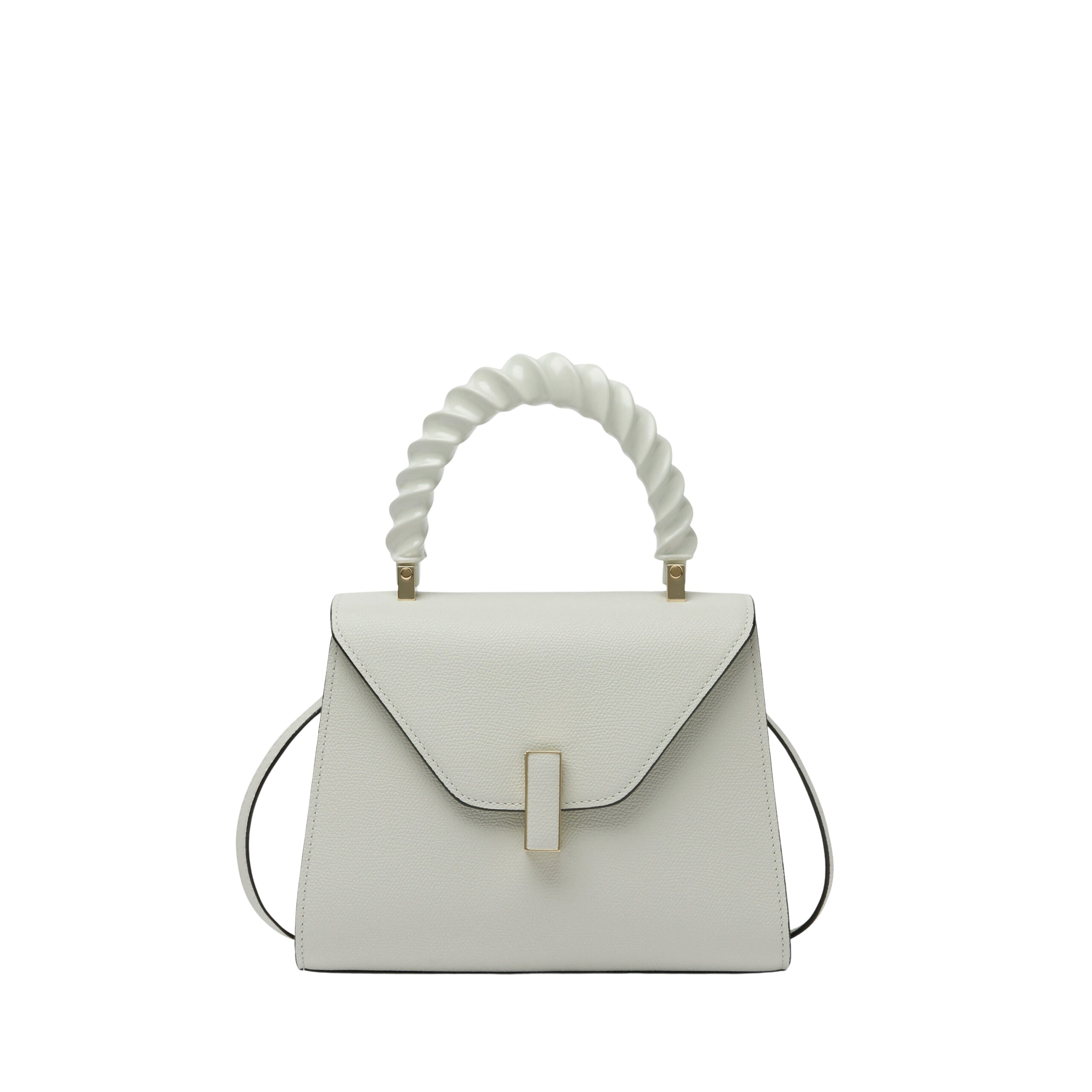 【Valextra】Iside Twirl ミニハンドバッグ Women's Yellow Grained Leather top handle Mini bag