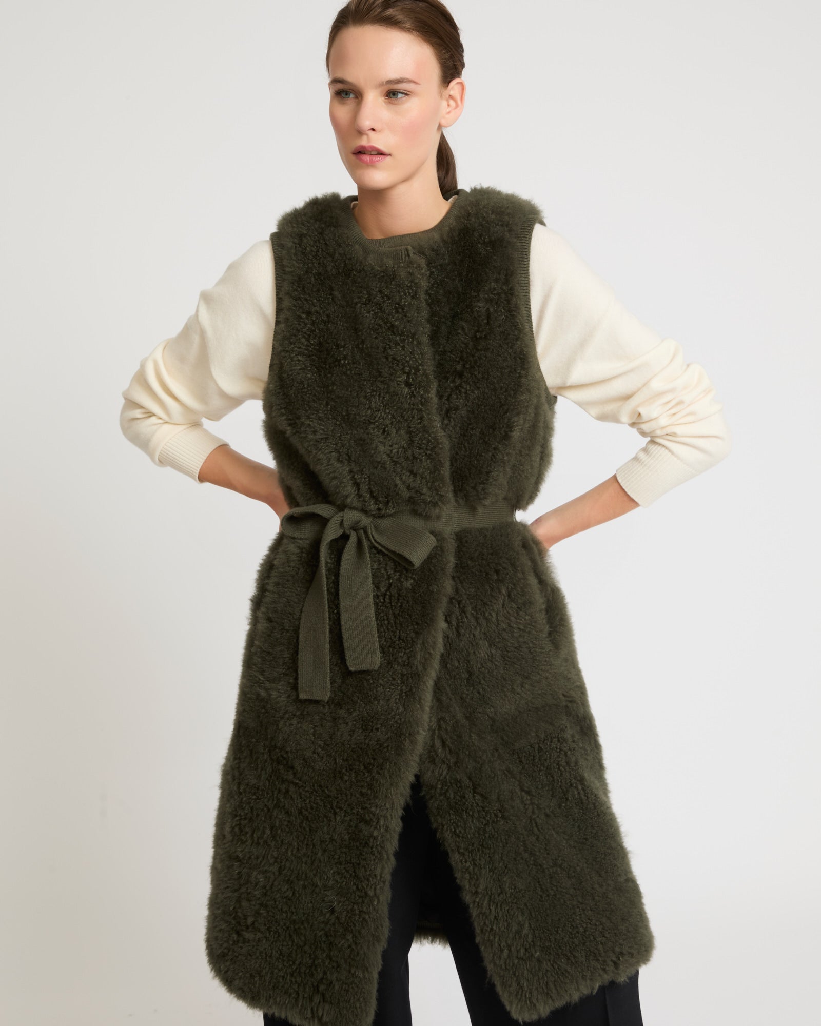 Yves-Salomon-Long-Belted-Gilet