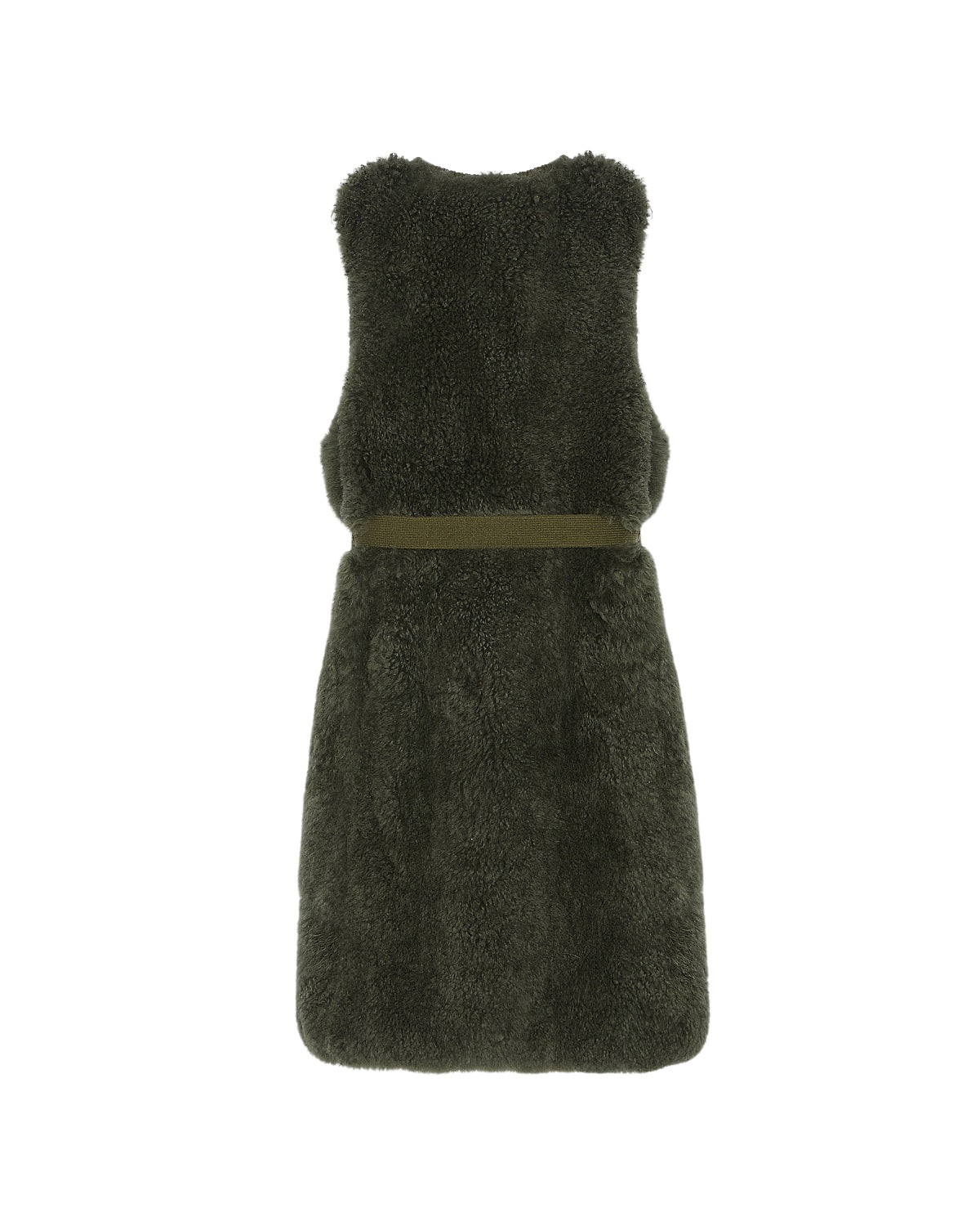 Yves Salomon Long Belted Gilet In Merino Knit And Lambskin