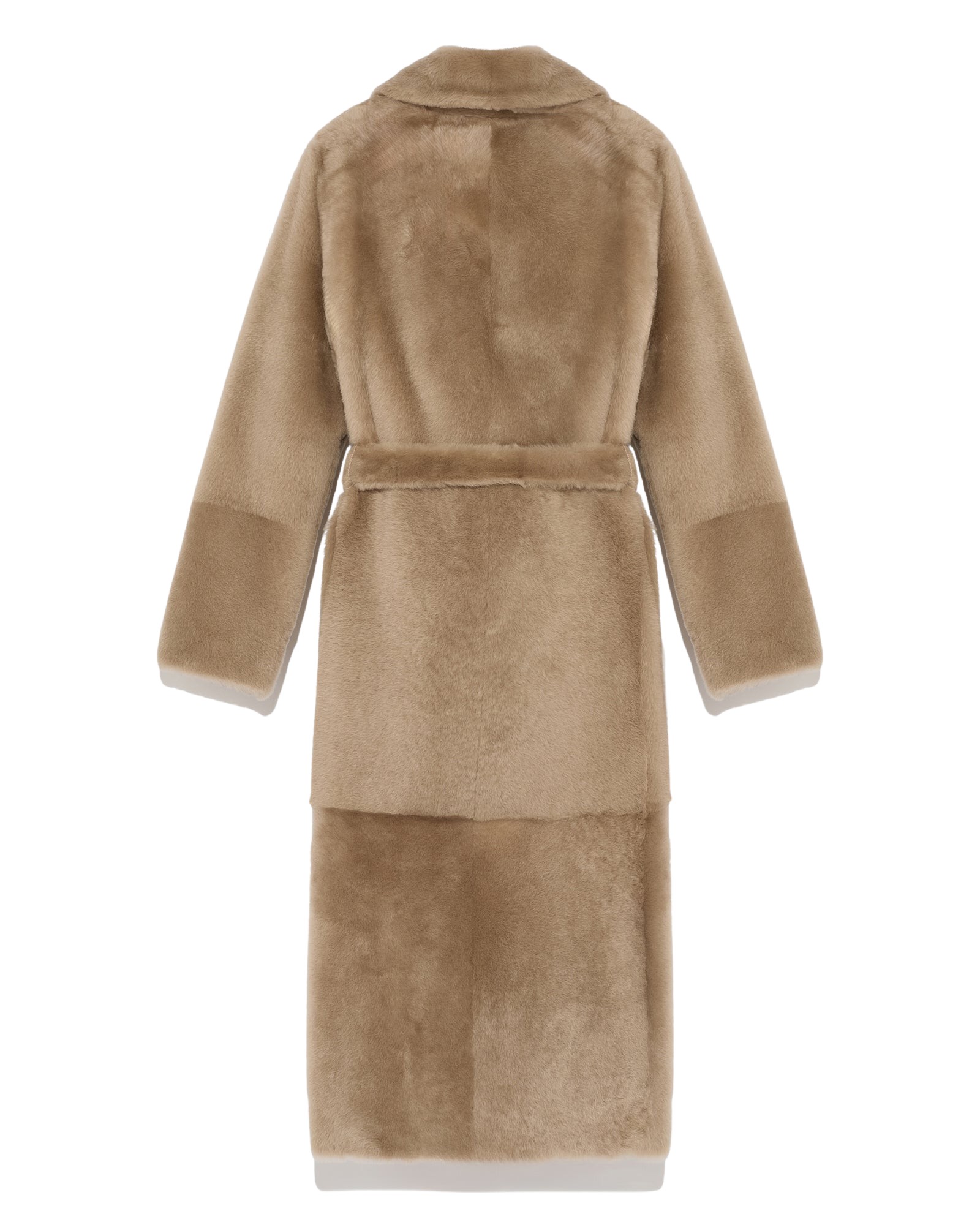 Yves Salomon Long Reversible Belted Shearling Coat