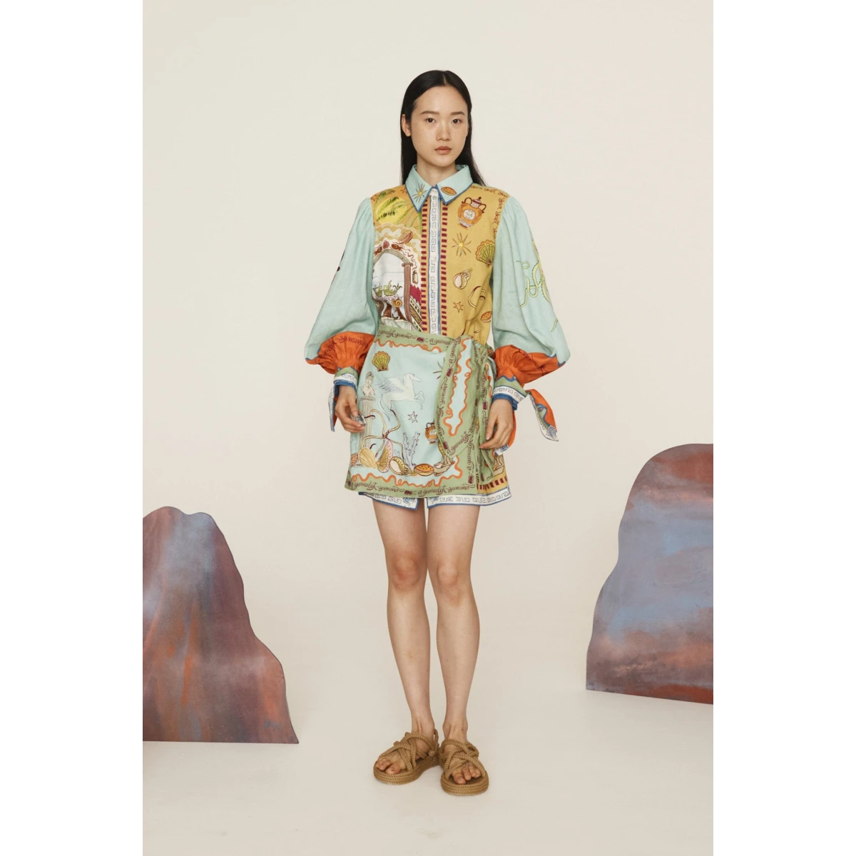 Alemais Surrealist Summer Mini Shirtdress