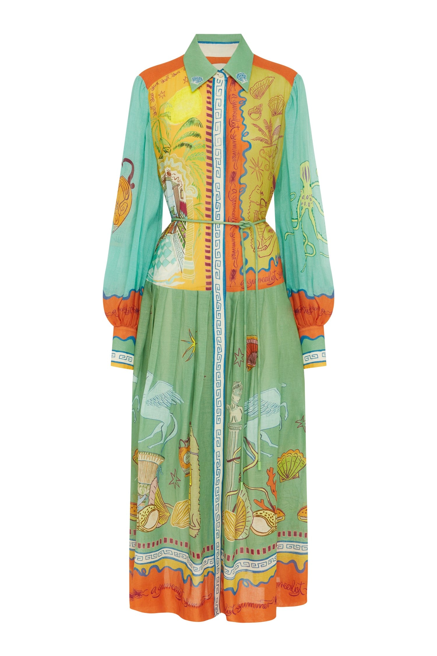 Alemais Surrealist Summer Ramie Shirtdress Dress