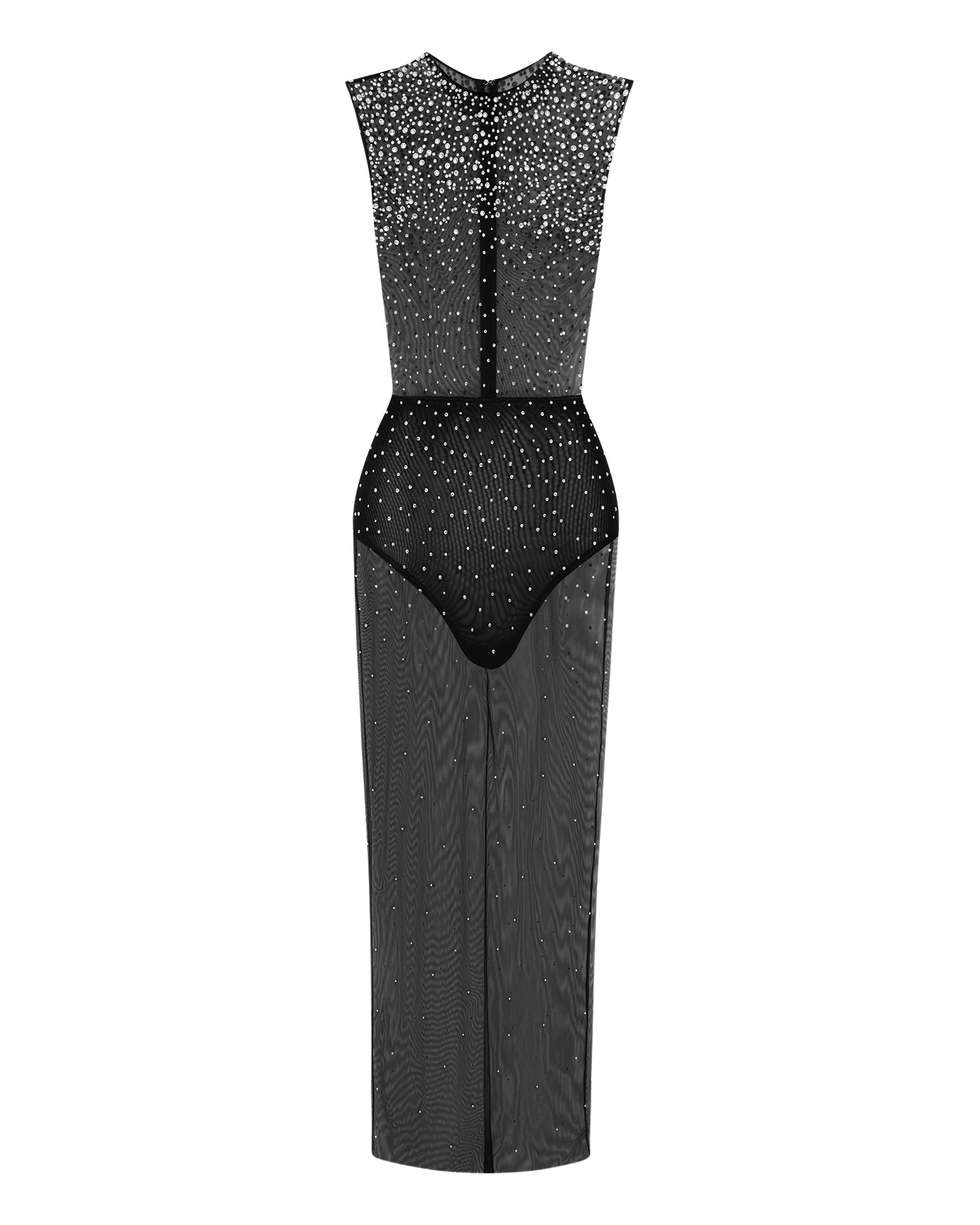 Alex Perry Crew Column in Crystal Mesh Dress