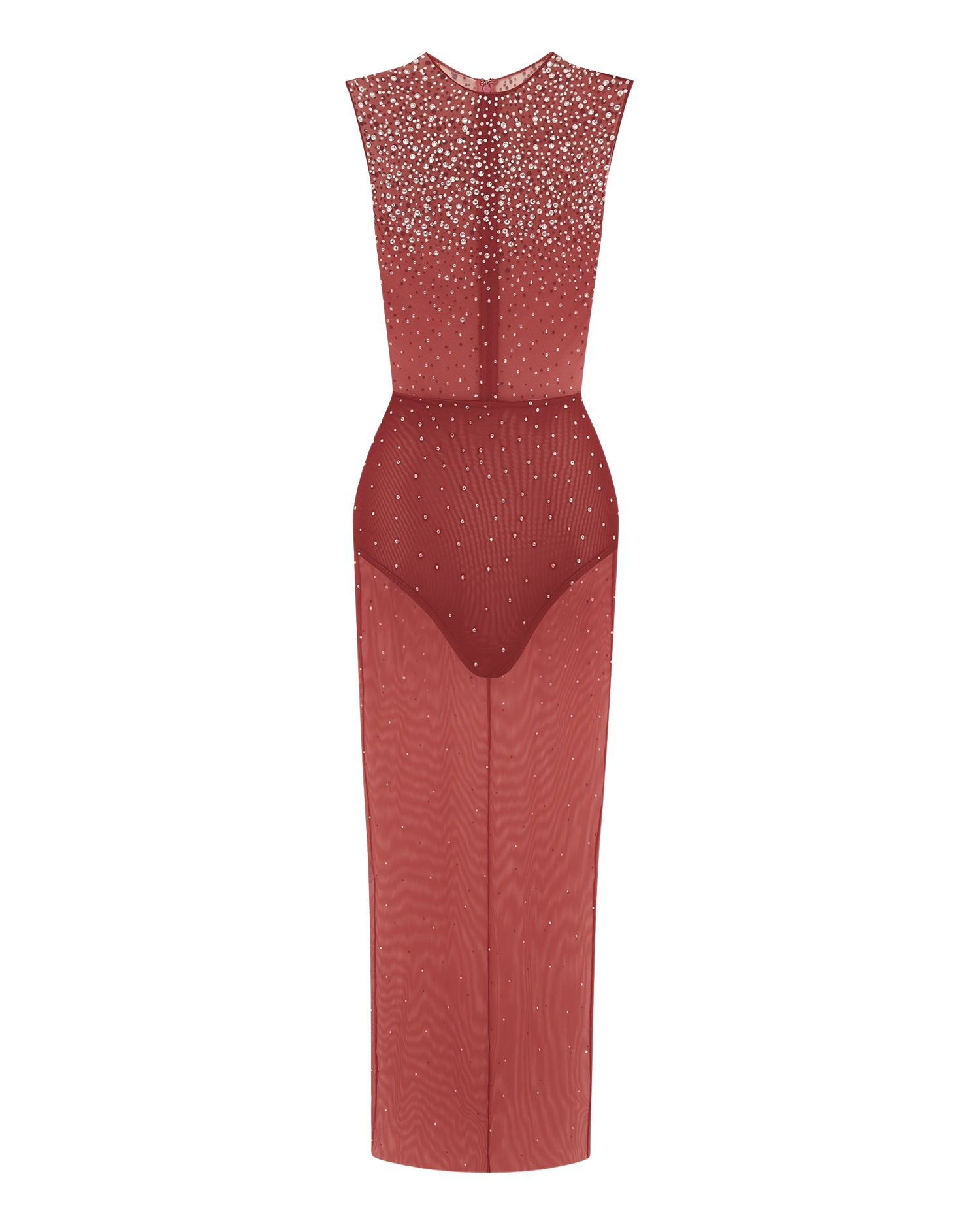 Alex Perry Crew Column in Crystal Mesh Dress