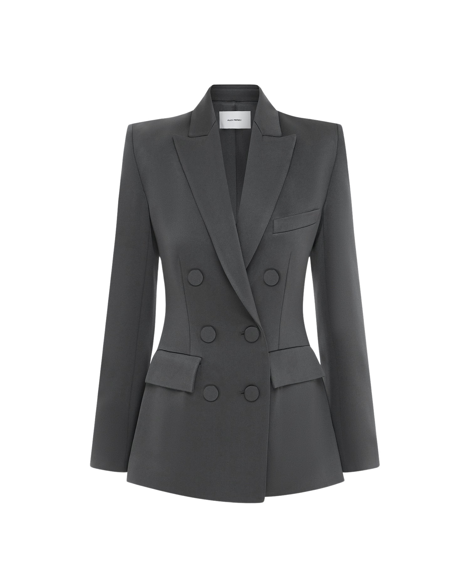 Alex Perry Double Breasted Fitted Blazer in Satin Crepe
