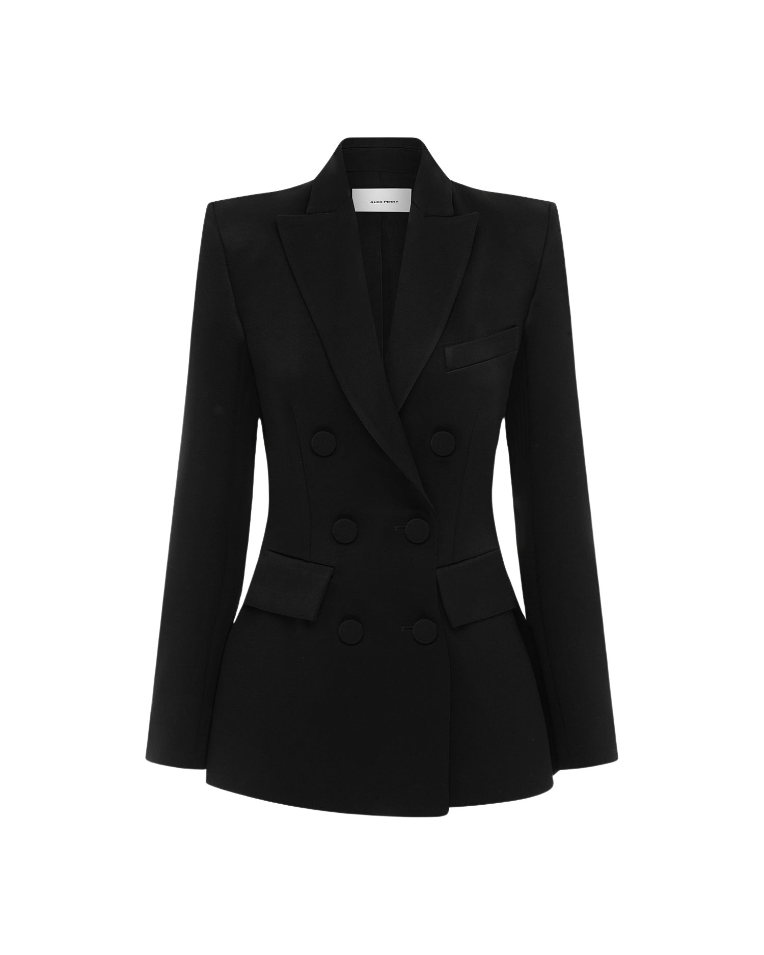 Alex Perry Double Breasted Fitted Blazer in Satin Crepe