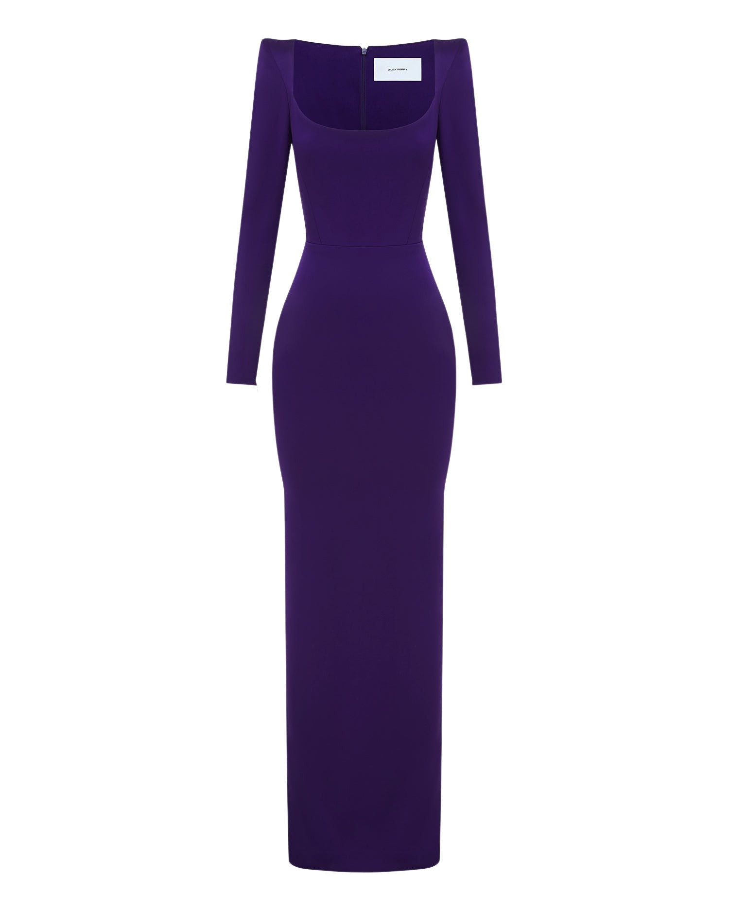 Alex Perry Long Sleeve Column in Satin Crepe Maxi Dress