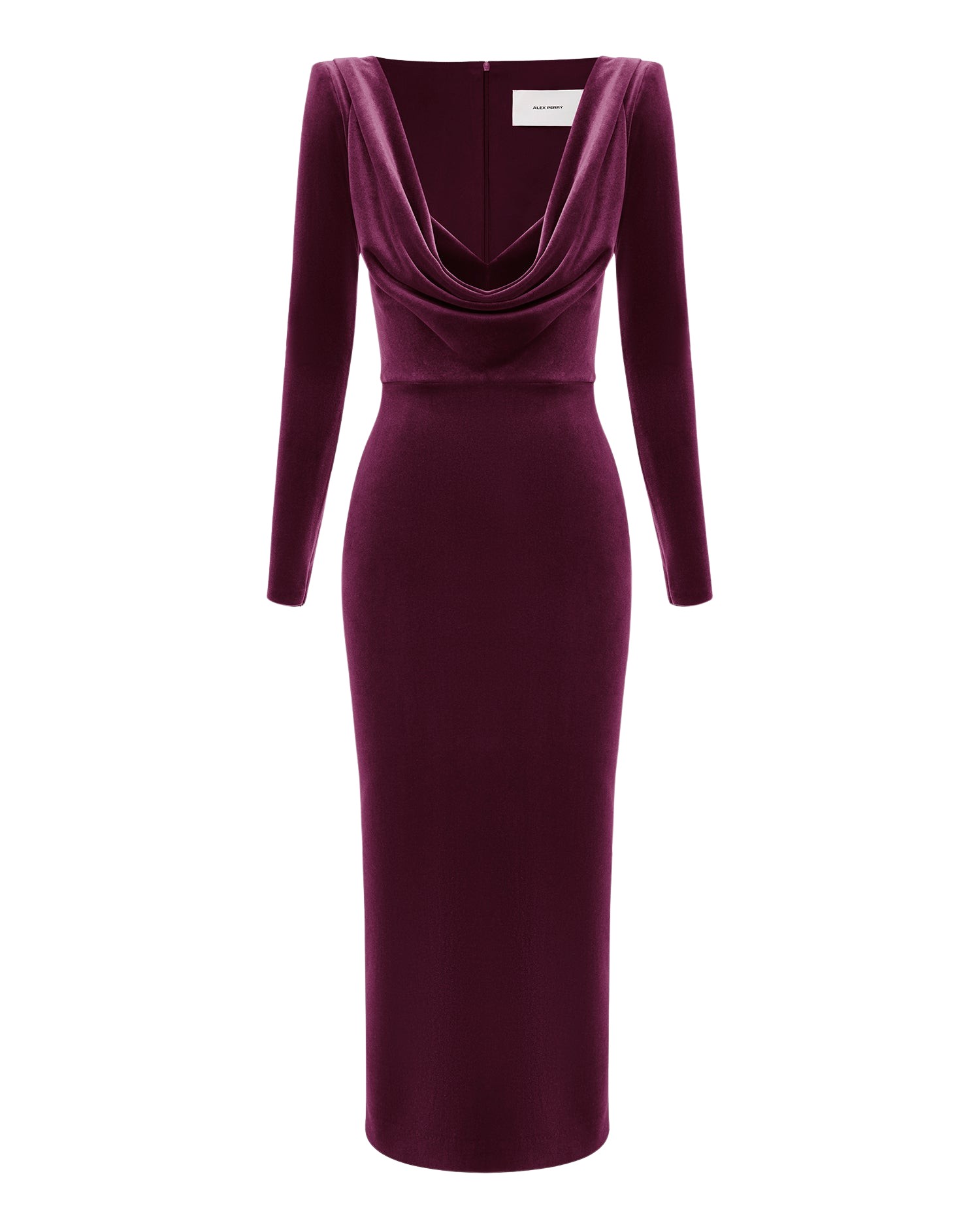 Alex Perry Long Sleeve Drape Dress in Velvet