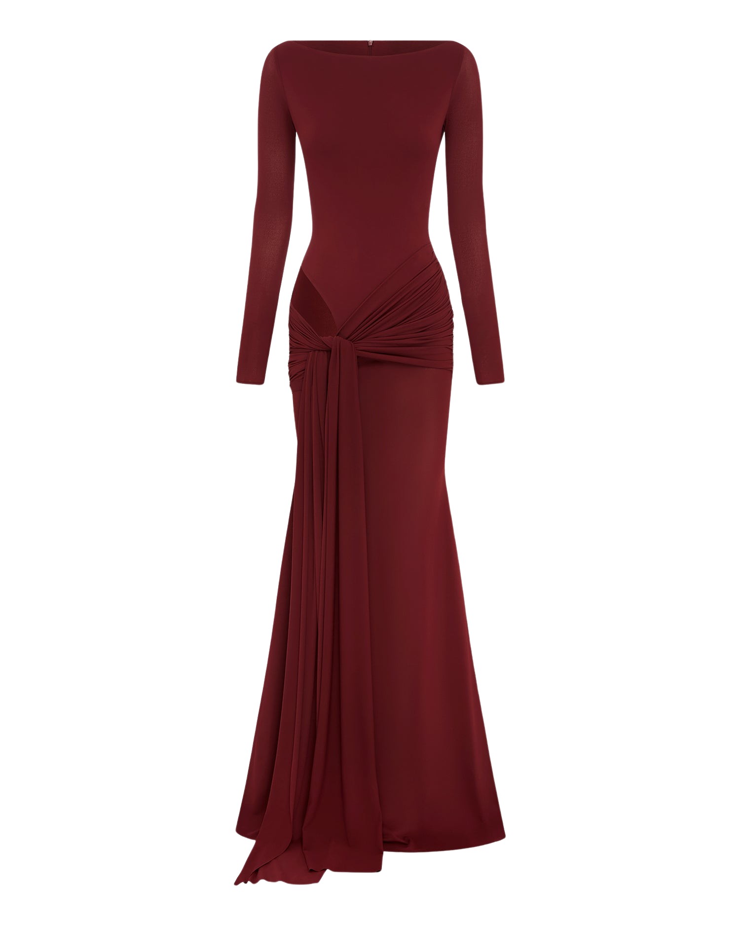 Alex Perry Long Sleeve Wrap Gown in Crepe Jersey