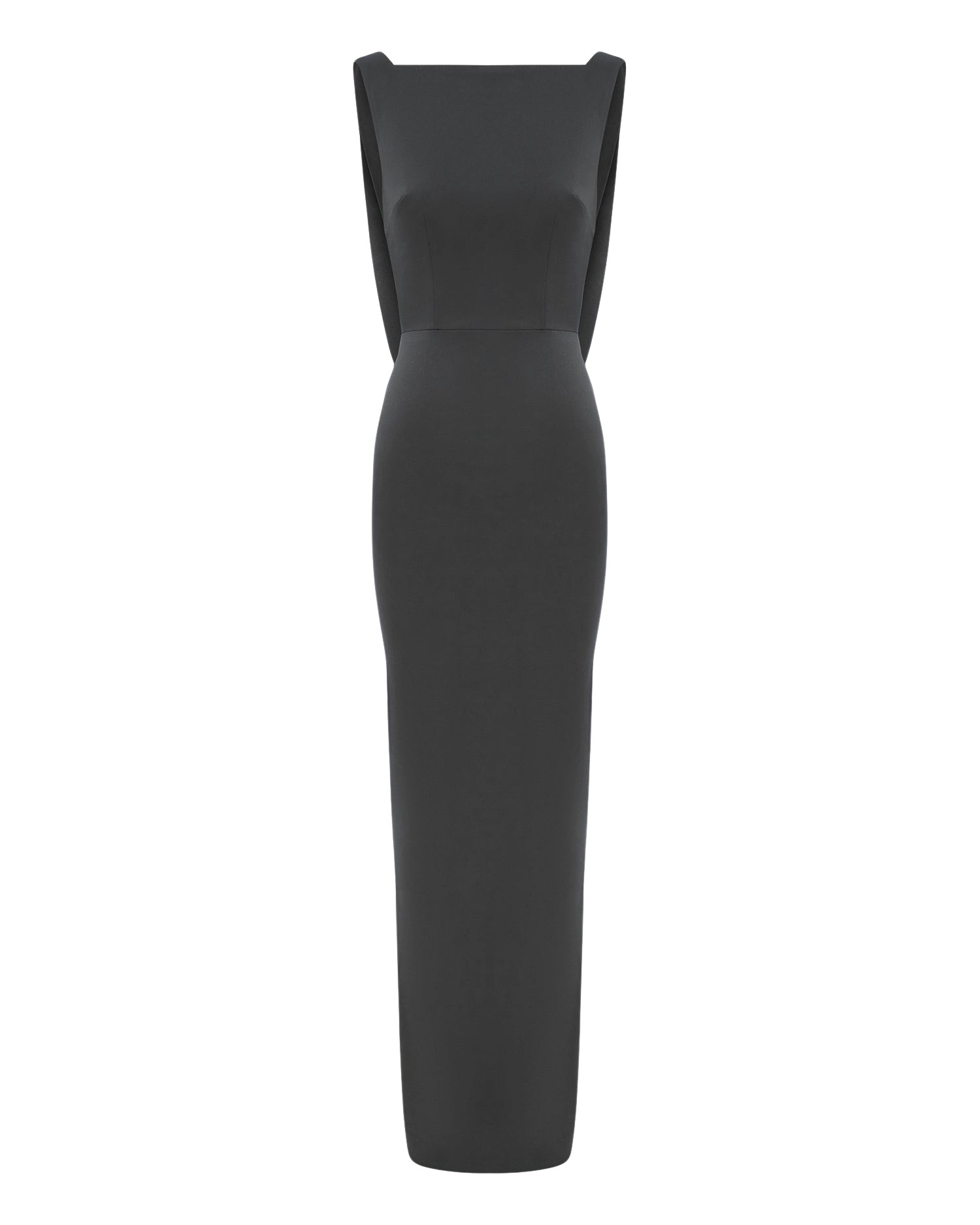 Alex Perry Open Back Drape Column in Satin Crepe Maxi Dress