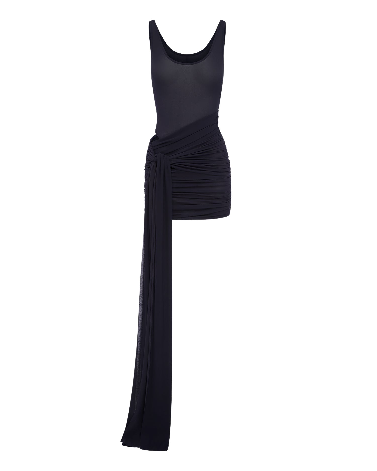 Alex Perry Scoop Wrap Mini Dress in Crepe Jersey