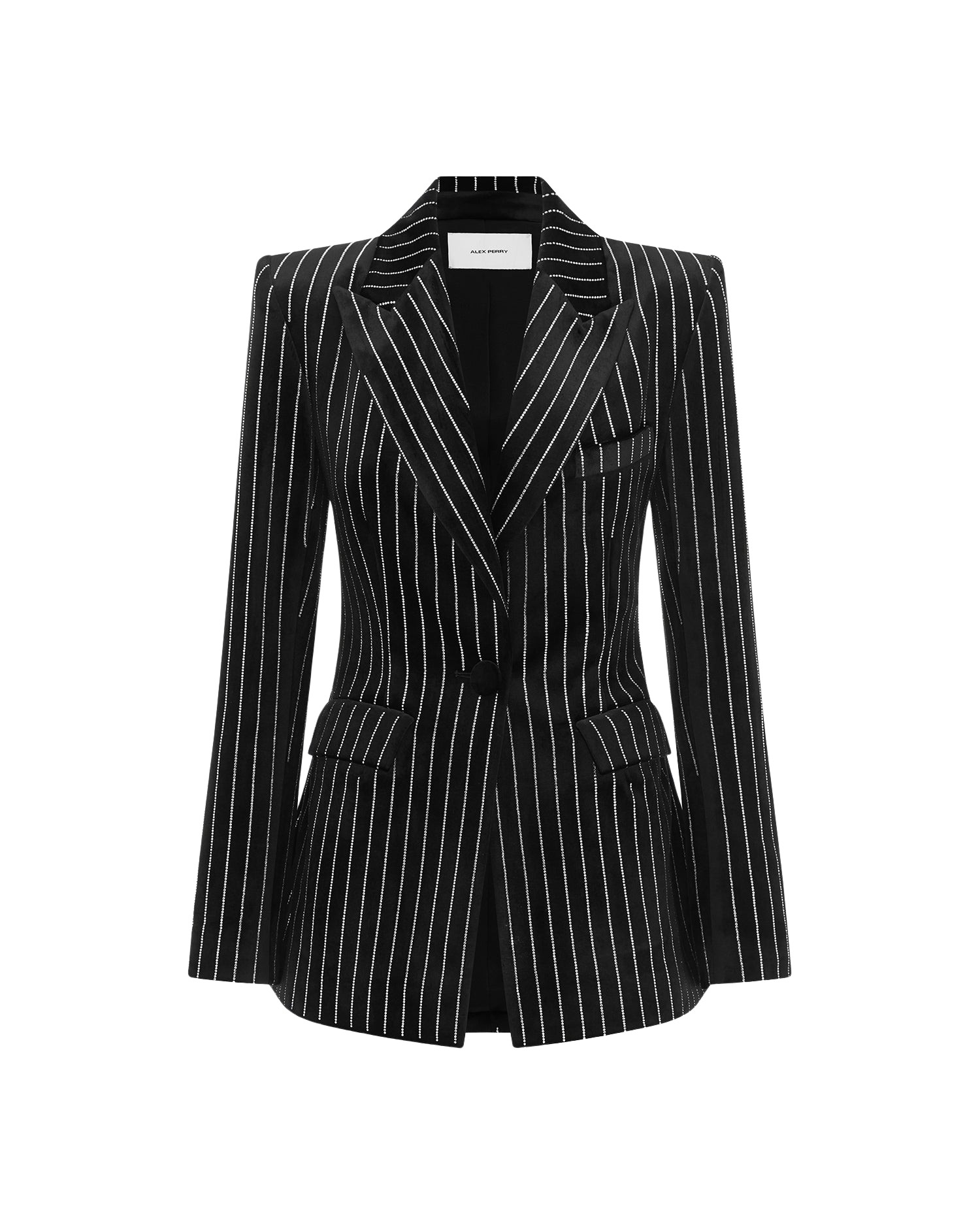 Alex Perry Single Breasted Fitted Blazer in Crystal Velvet
