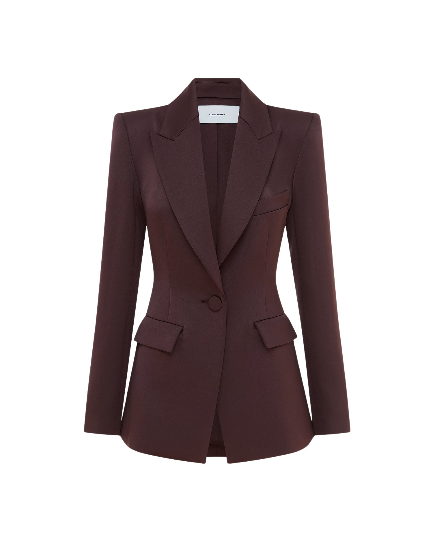 Alex Perry Single Breasted Fitted Blazer in Satin Crepe
