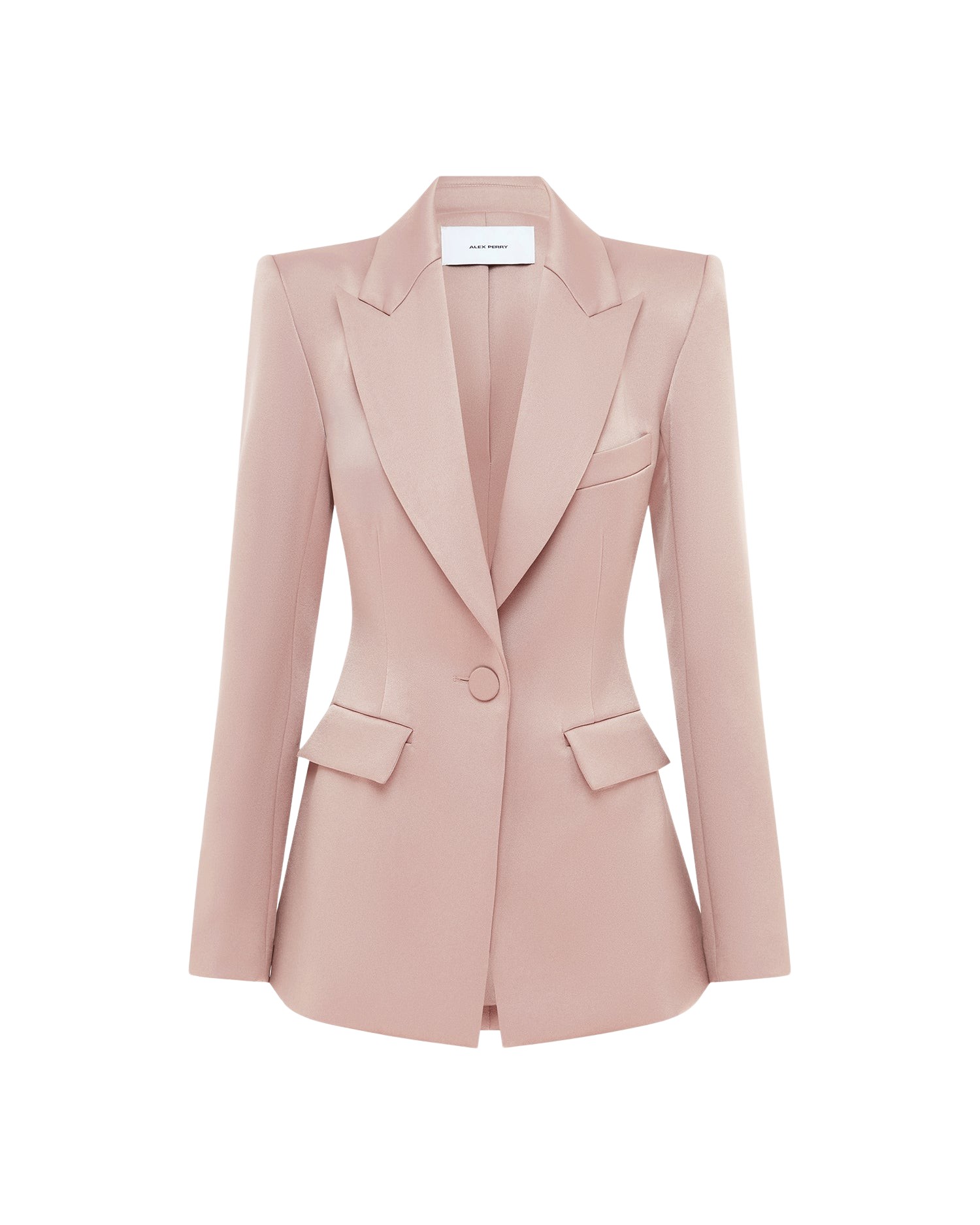 Alex Perry Single Breasted Fitted Blazer in Satin Crepe