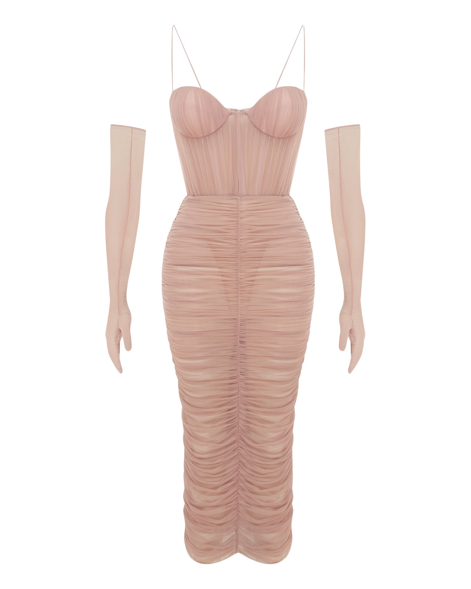Alex Perry Sweetheart Ruched Dress in Fine Mesh