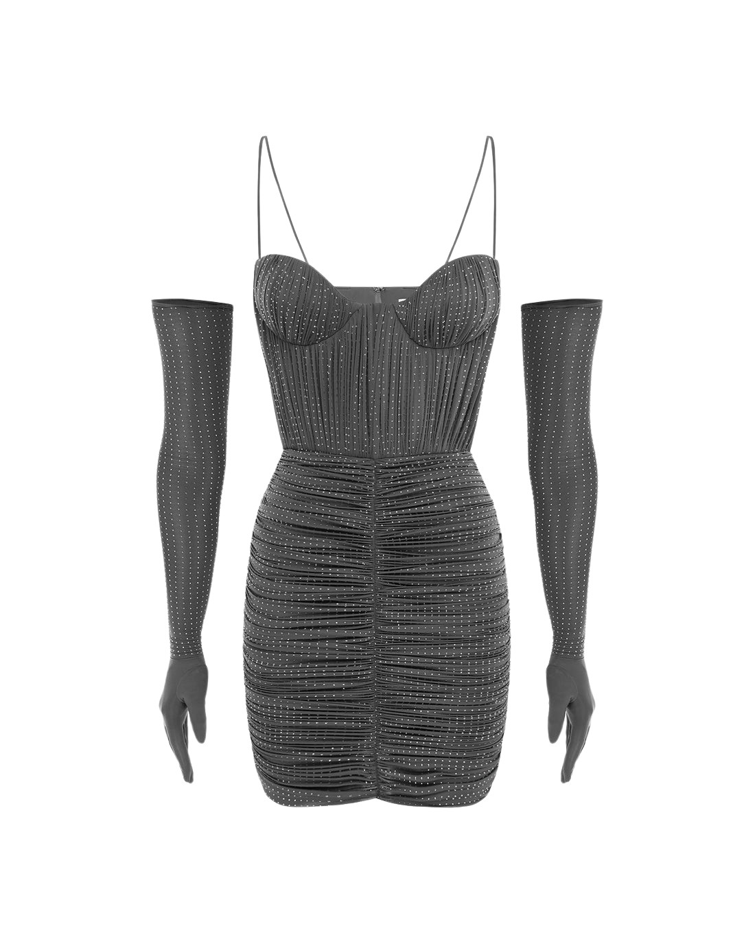 Alex Perry Sweetheart Ruched Mini Dress in Crystal Jersey
