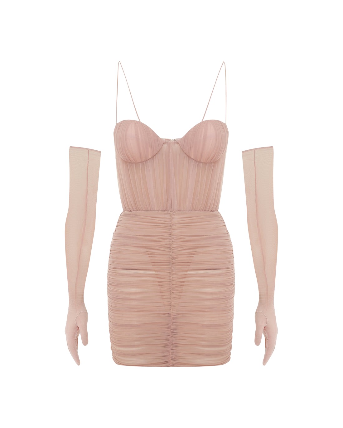 Alex Perry Sweetheart Ruched Mini Dress in Fine Mesh