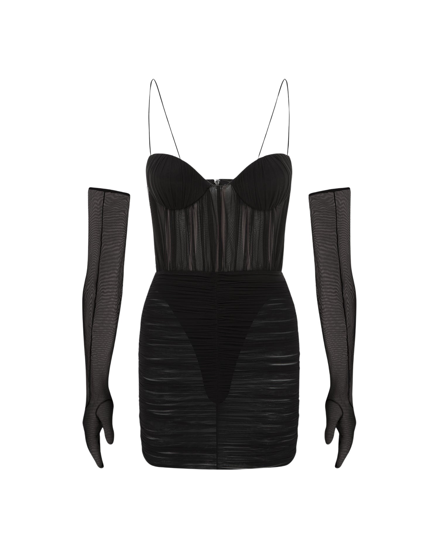Alex Perry Sweetheart Ruched Mini Dress in Fine Mesh