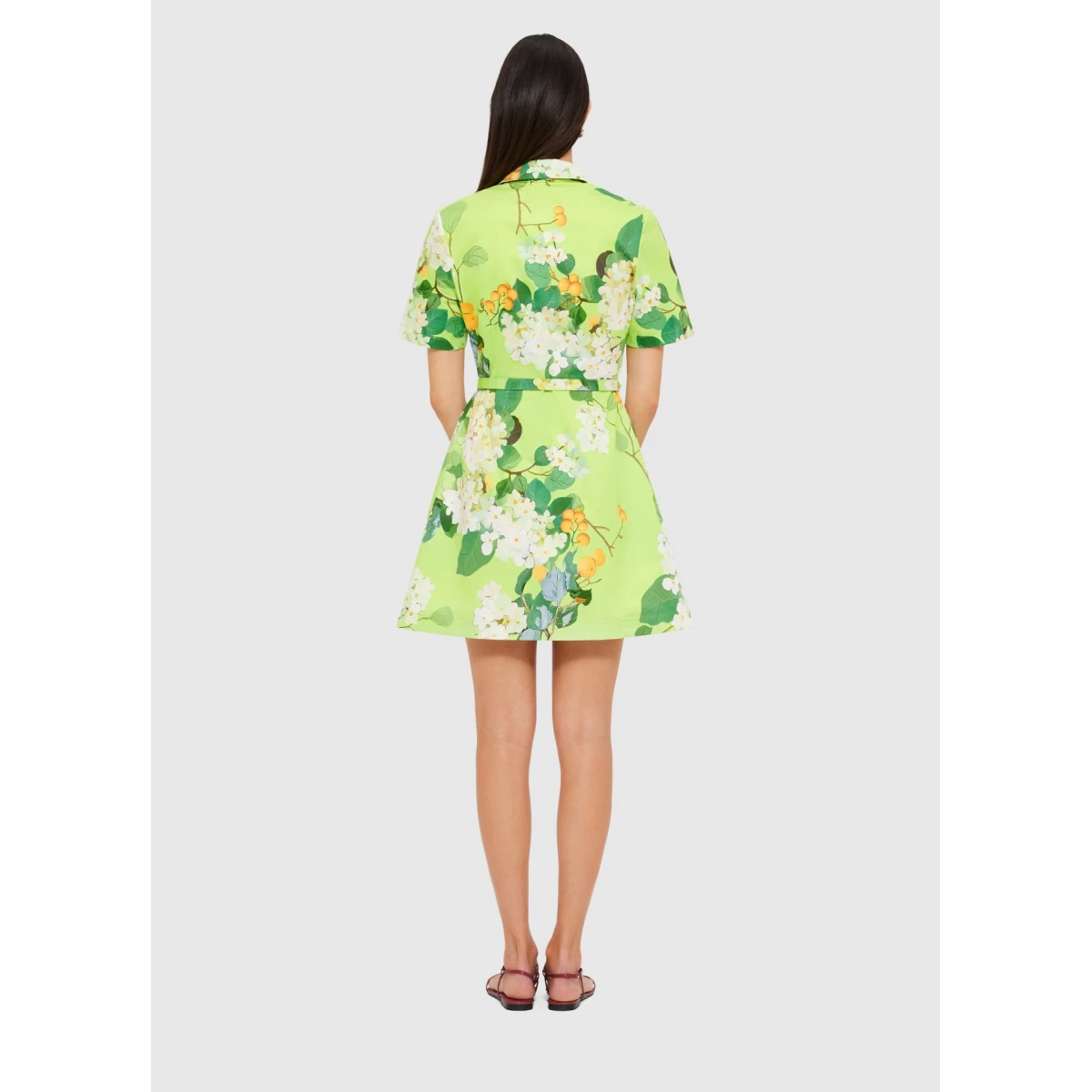 Brigitte Mini Dress - Hydrangea in Lime