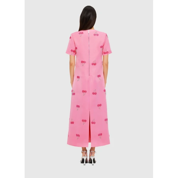 Manon Embellished Shirt Midi Dress - Pink Cherry Beading