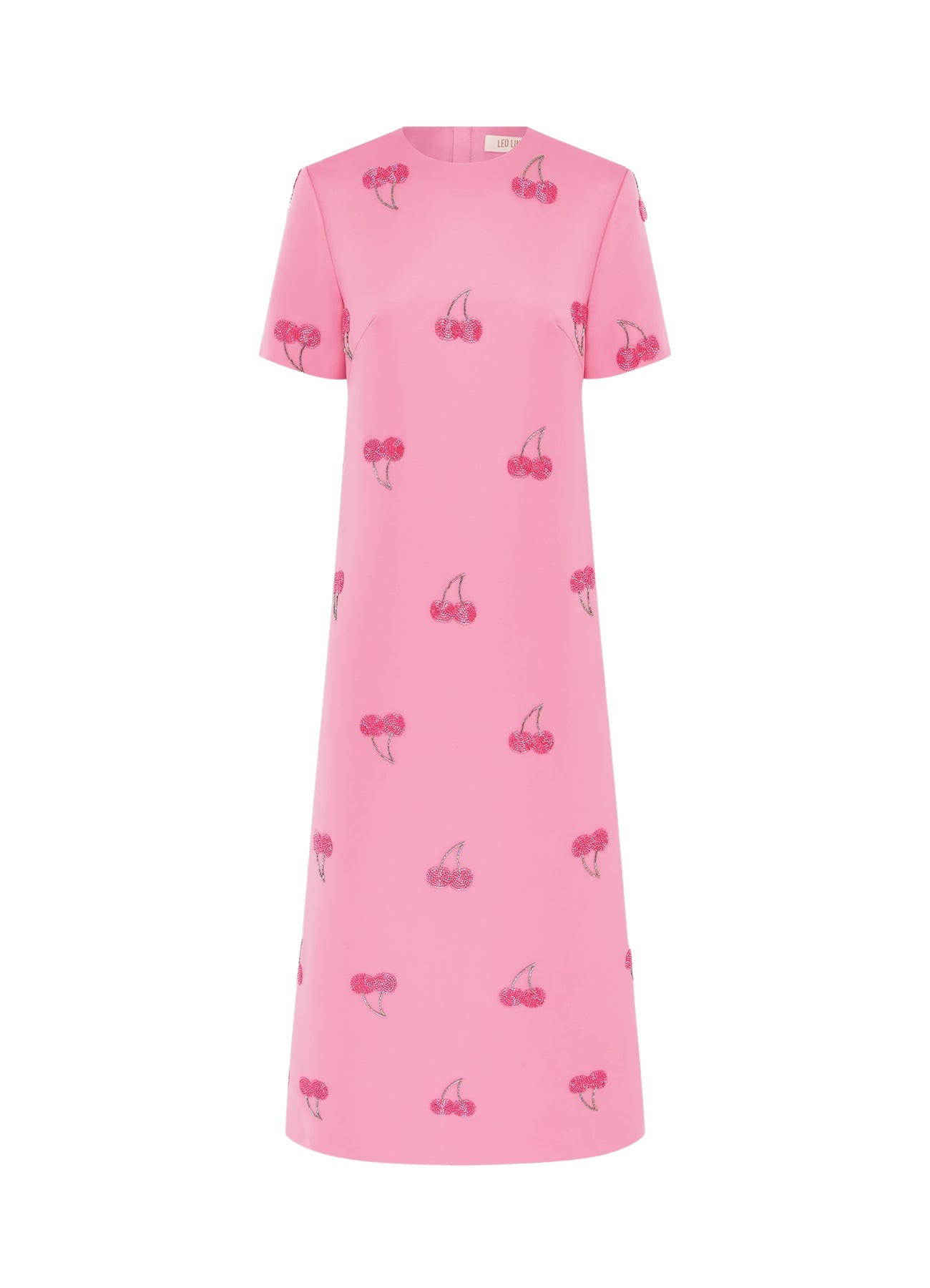 Leo Lin Manon Embellished Shirt Midi Dress – Pink Cherry Beading