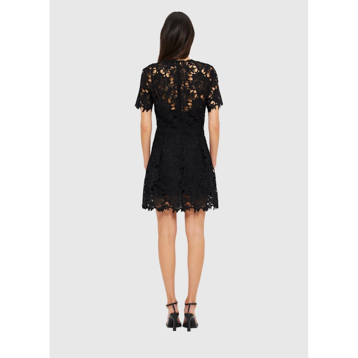 Margot Embroidered Lace Mini Dress - Ebony