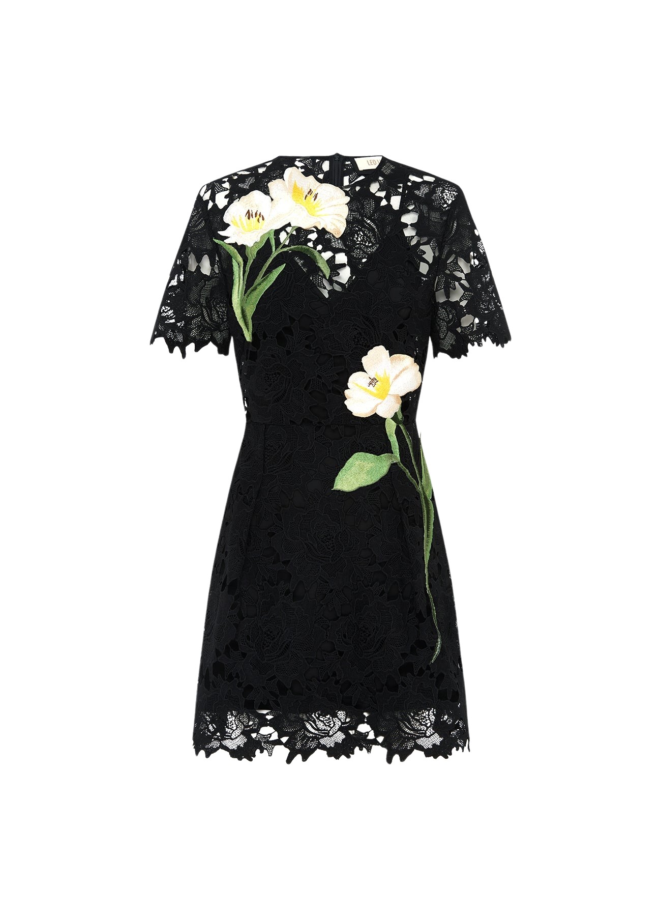 Leo Lin Margot Embroidered Lace Mini Dress – Ebony