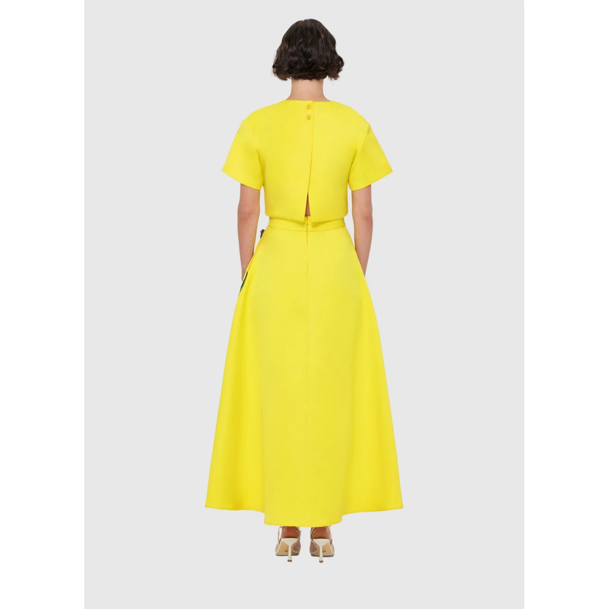 Rafaela Appliqué Maxi Skirt - Iris Print in Yellow