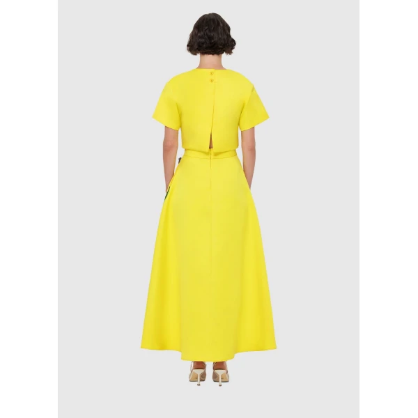 Rafaela Appliqué Maxi Skirt - Iris Print in Yellow