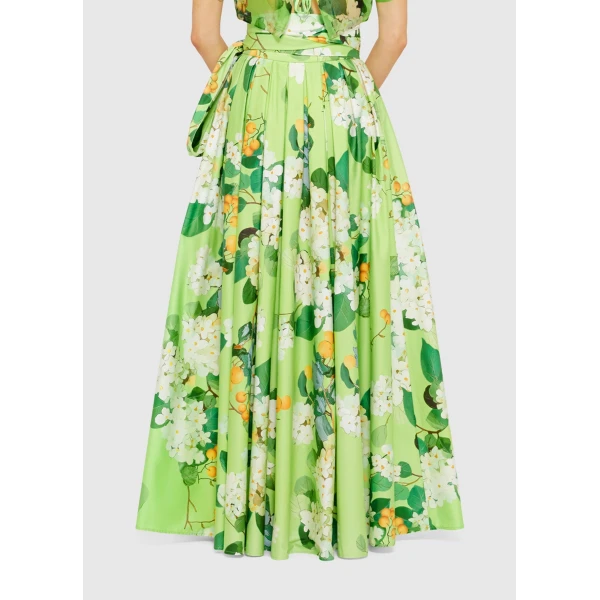 Valerie Maxi Skirt - Hydrangea in Lime