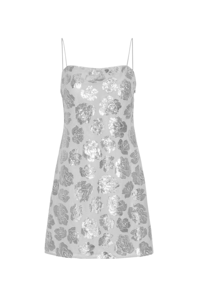 M/L | 50s/60s Couture Dress by Roter, London – Chiffon with Glittering Dots and Velvet Details