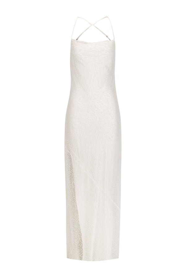 【Shona Joy】ビーズメッシュドレスiridescent double cowl maxi Iridescent Double Cowl Open Back Maxi Dress | Ivory