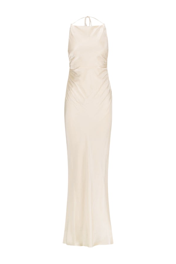 Shona Joy La Lune High Neck Ruched Maxi Dress – Cream