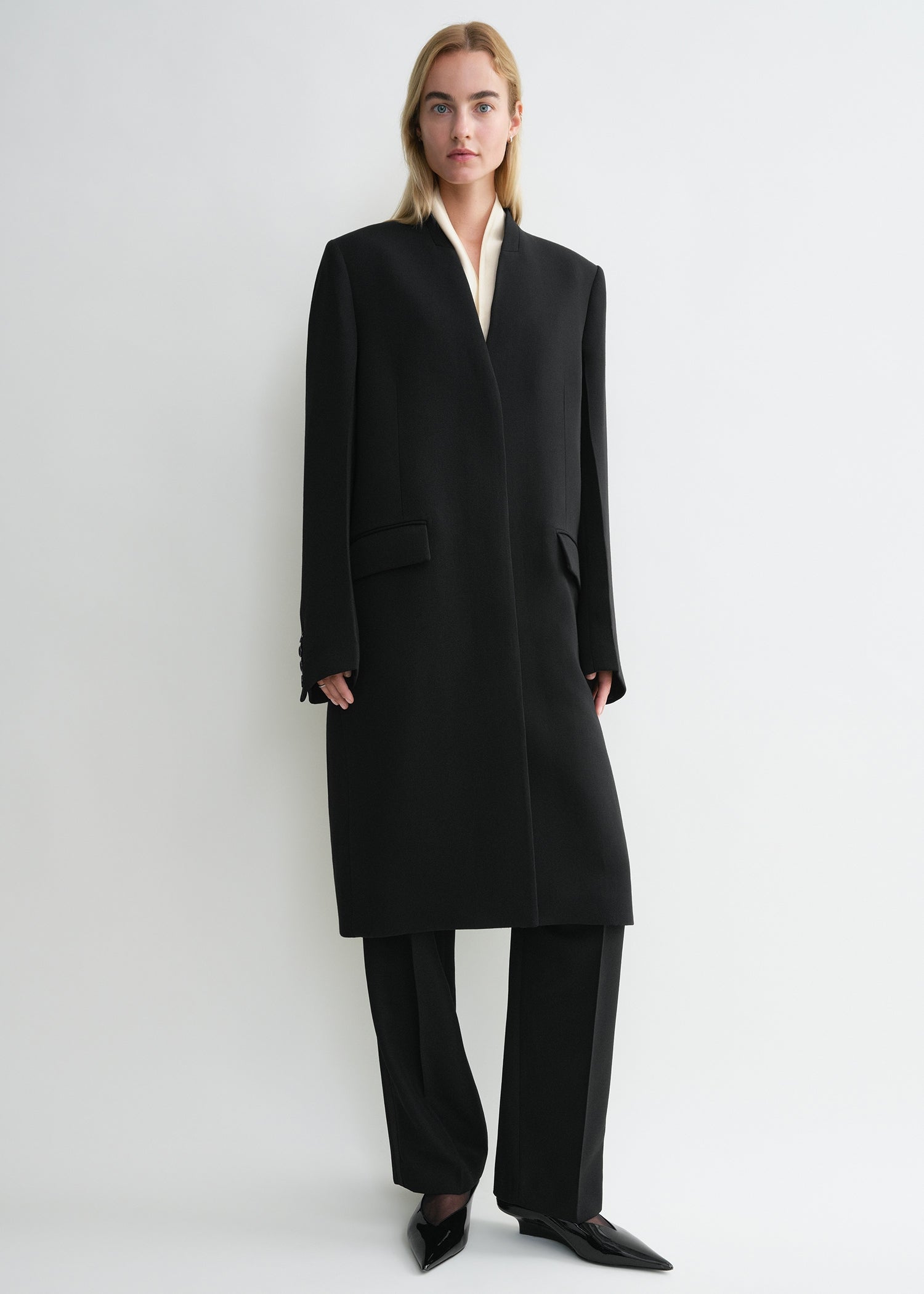 Fabiana Filippi Black Coat | Designer Collection | Coveti