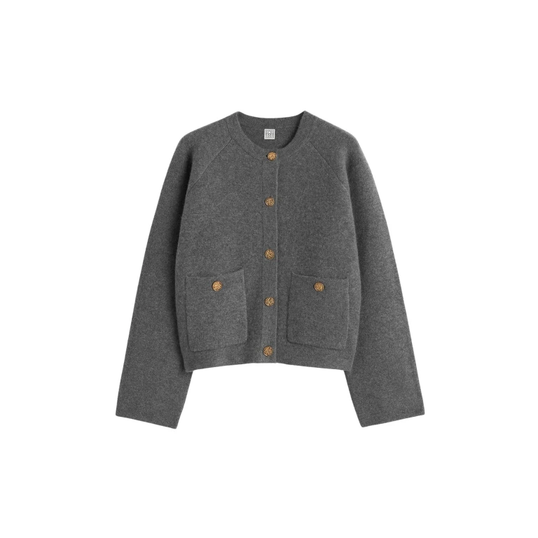 Toteme Hammered button cardigan grey melange