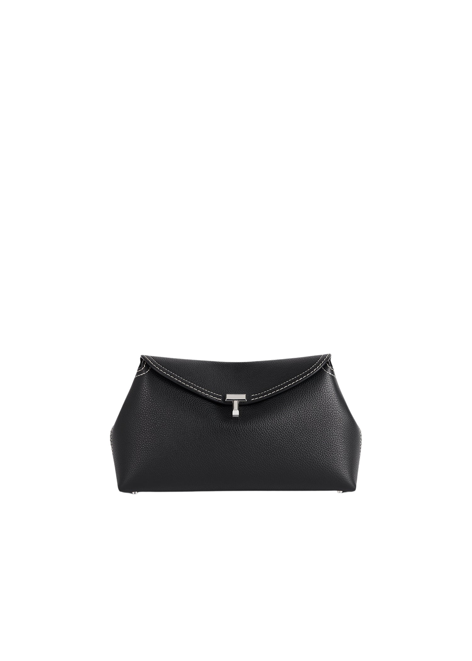 Toteme T-Lock grained-leather clutch black