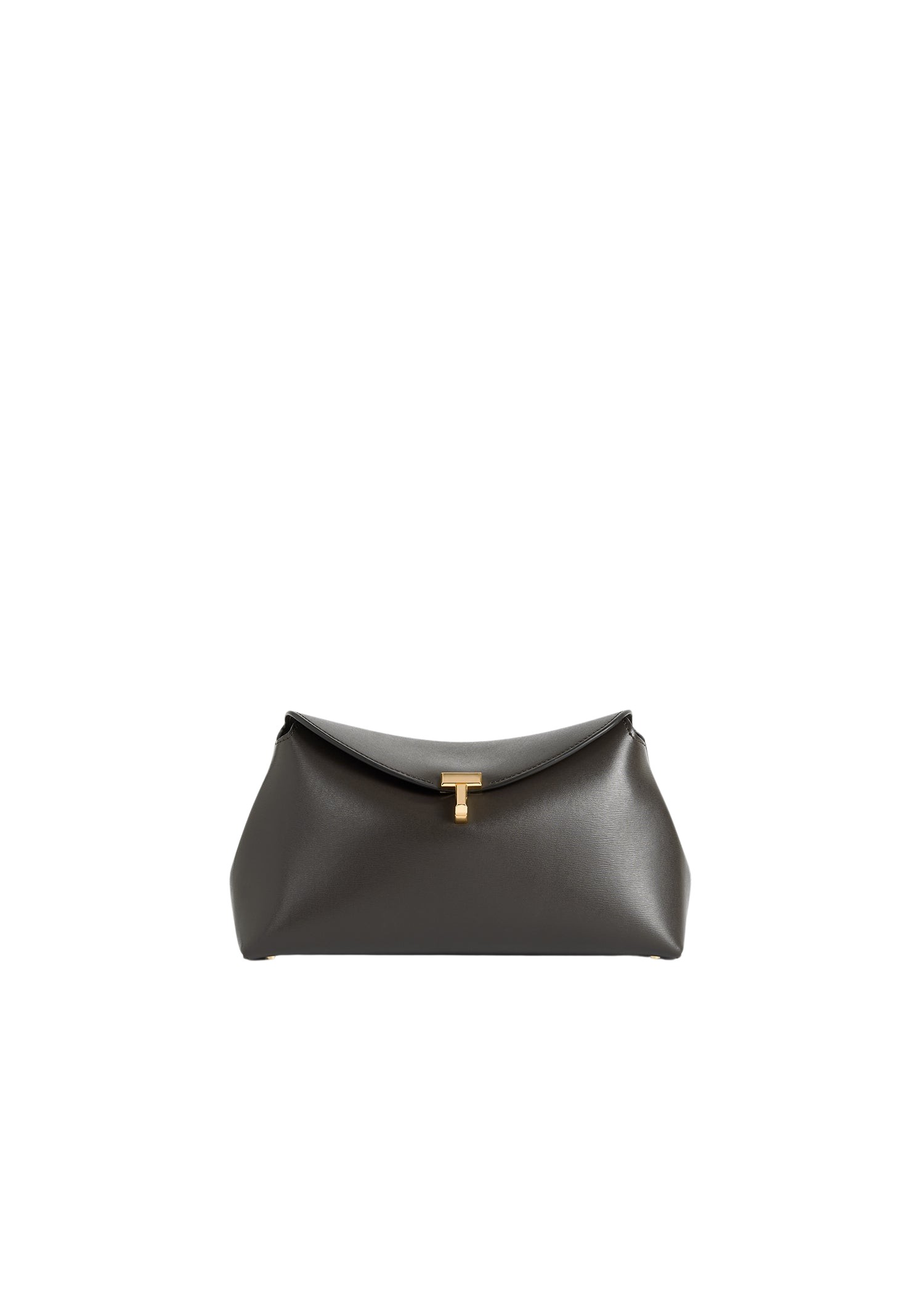 Toteme T-Lock leather clutch bark