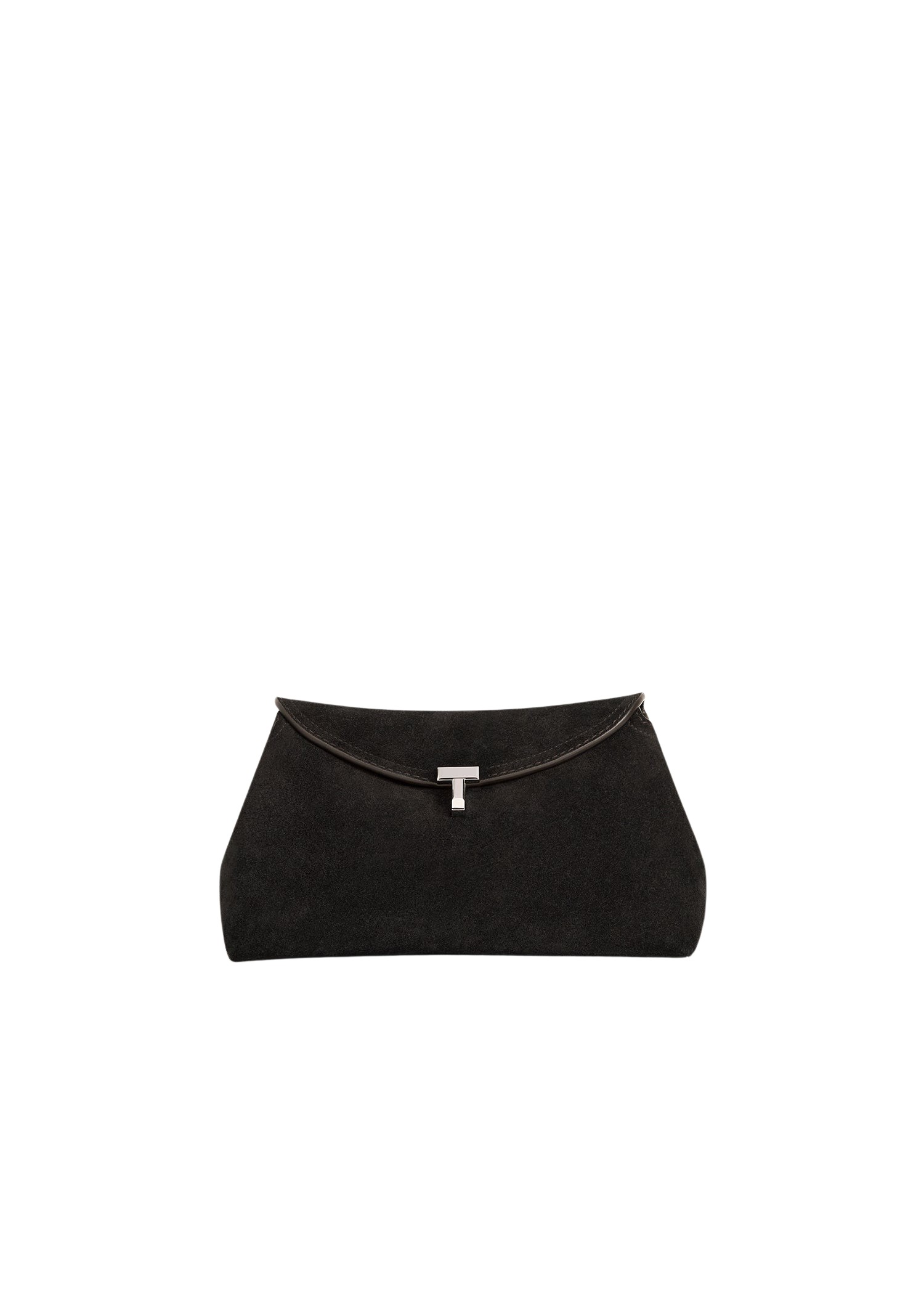 Toteme T-Lock suede clutch espresso