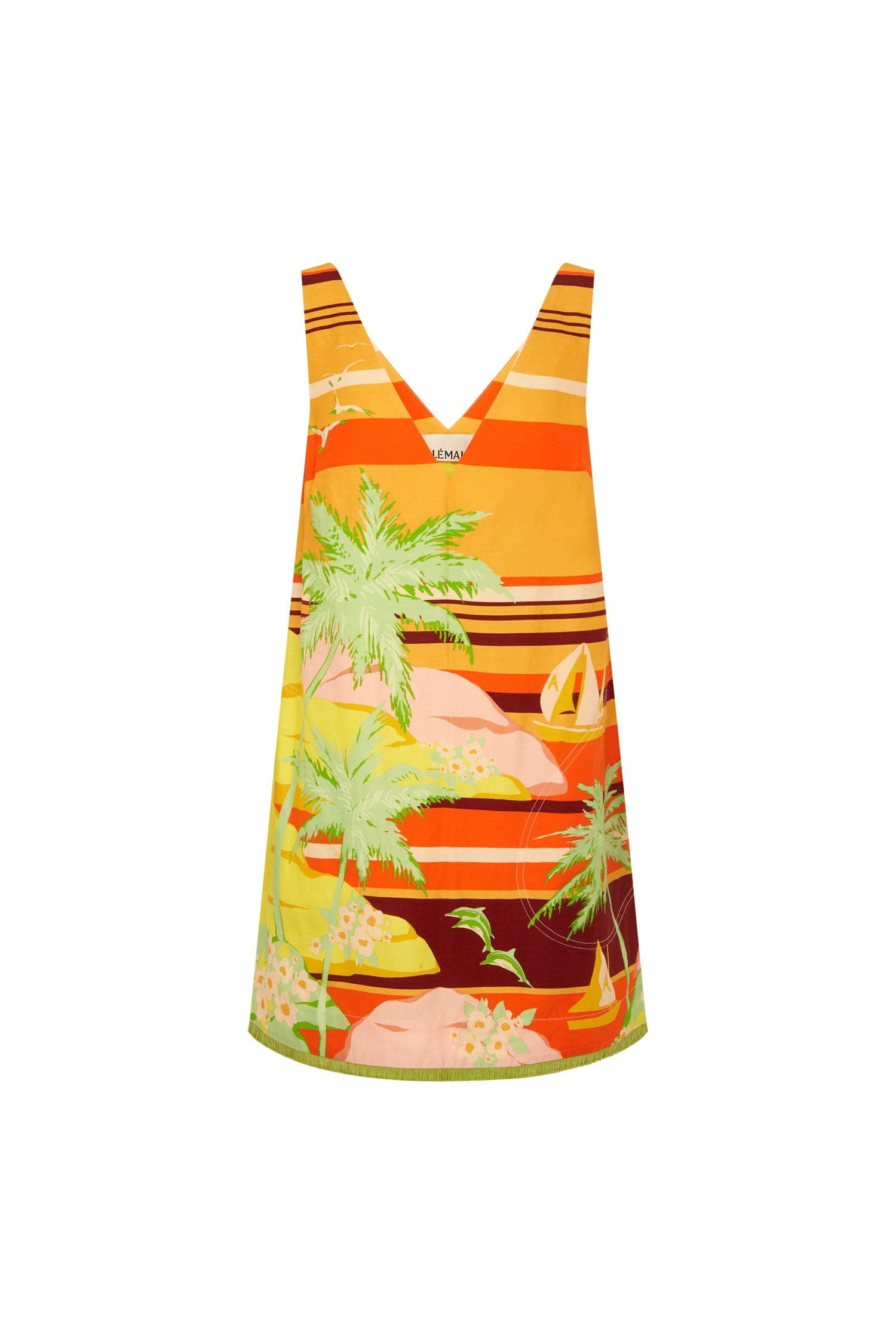 Alemais Palm Island V Neck Mini Dress