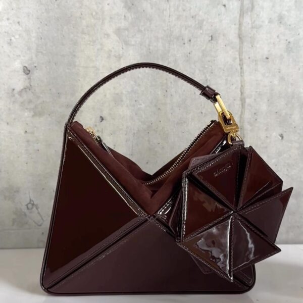 Medium Triangle Pouch - Patent Brown