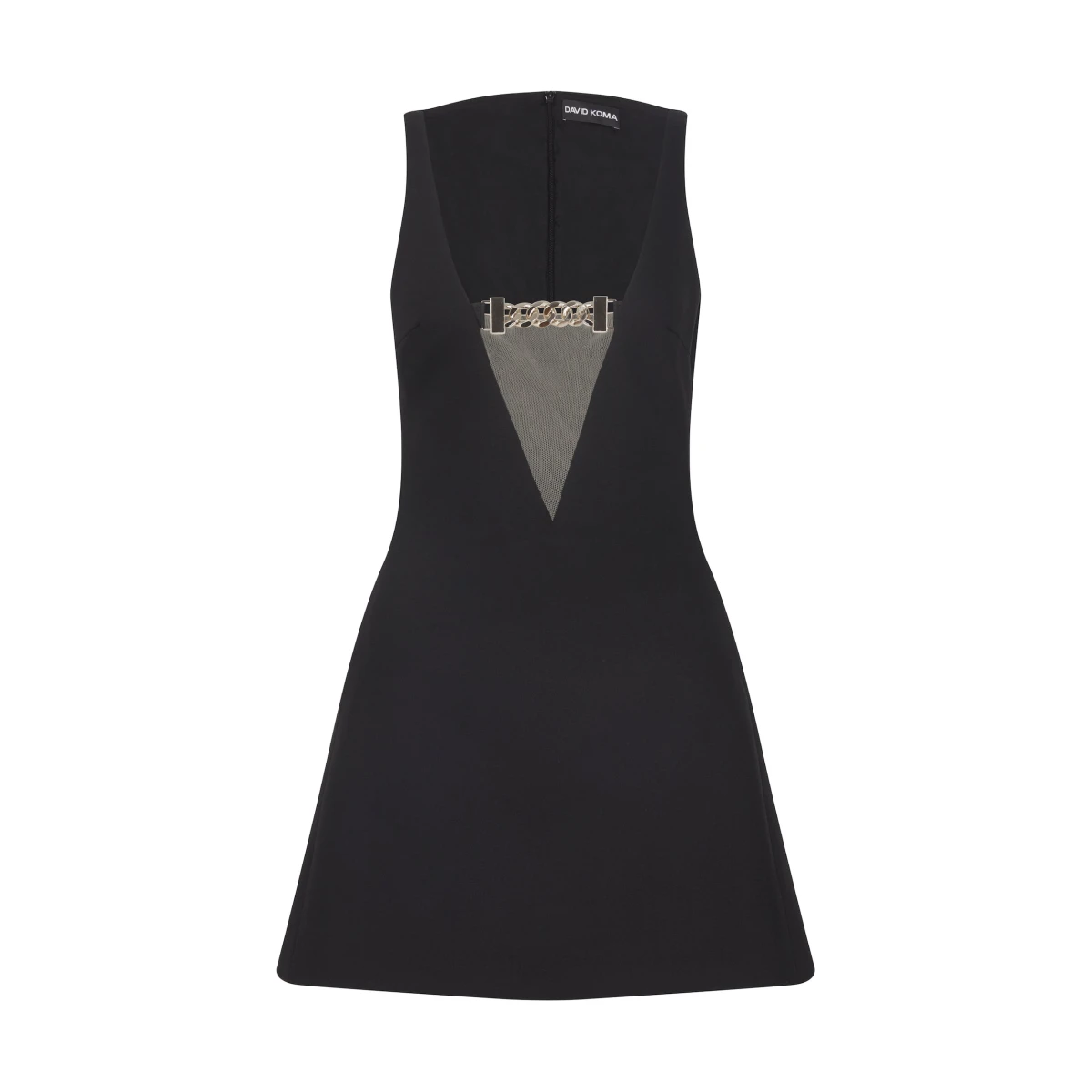 David Koma Chain Detail V Neck Mini Dress