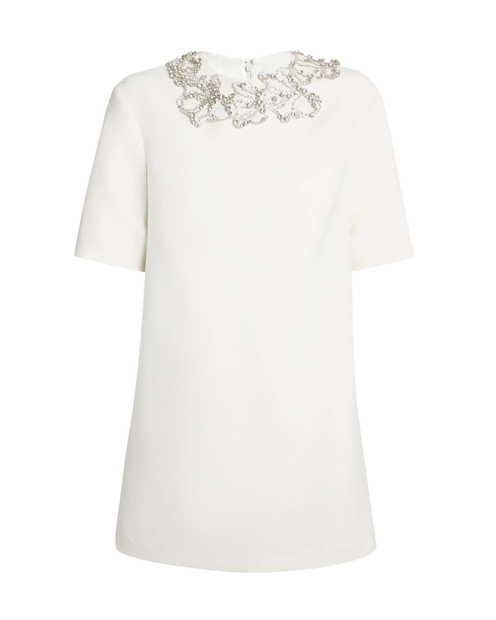 Safiyaa Ripley Short Dress in Ivory with Crystal Embellishments