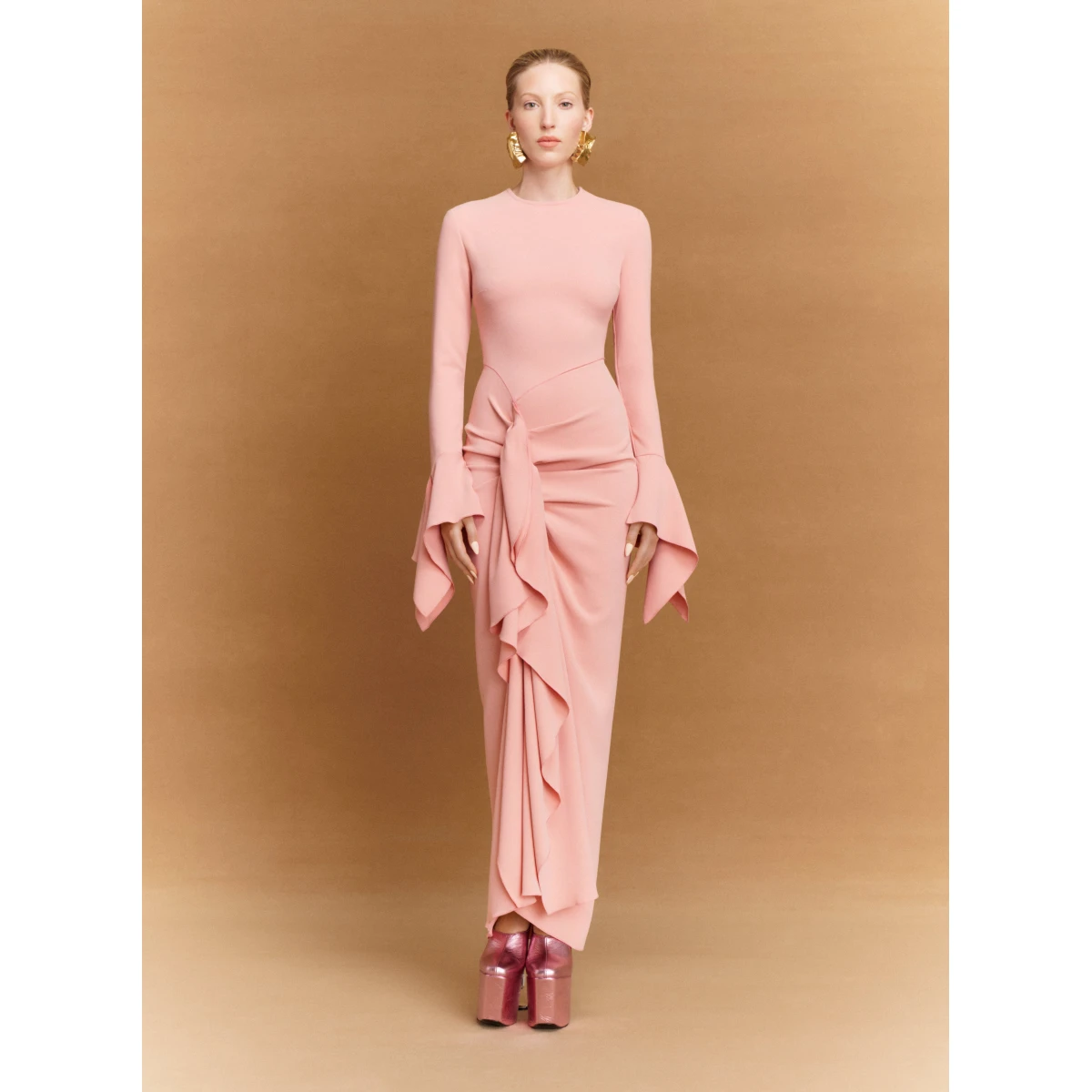 Solace London Pink The Della Maxi Dress in Putty Pink