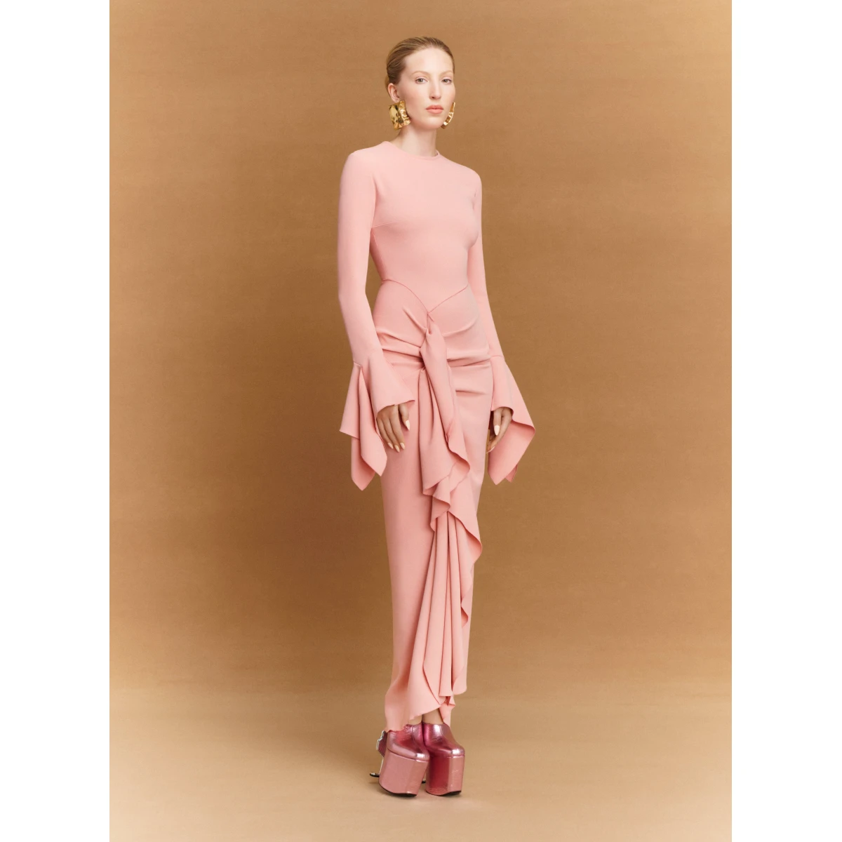 Solace London Pink The Della Maxi Dress in Putty Pink